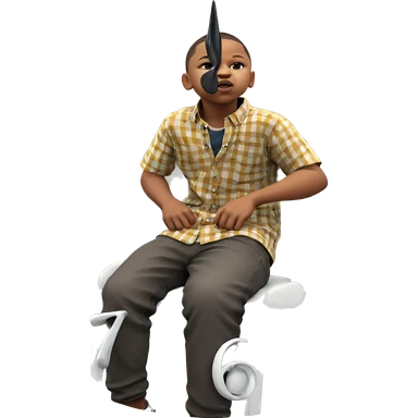 contemplative boy in chair sticker