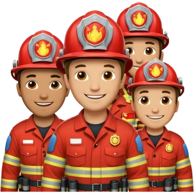 Group male wear fire fighting uniform sticker