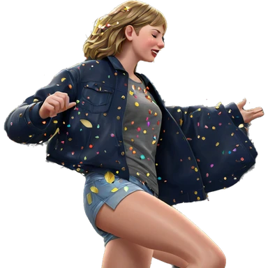 girl with confetti and leaves sticker