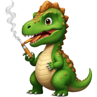 Dinosaur that smokes cigarettes eating fried chicken sticker