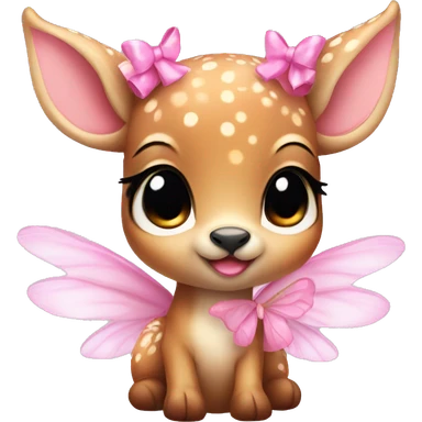 baby deer with fairy wings and a pink bow around its neck  sticker