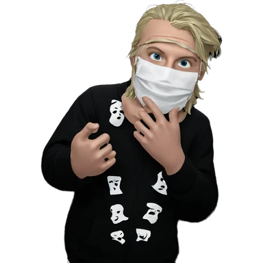 boy with mask in shadows sticker