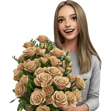 smiling girl with bouquet sticker