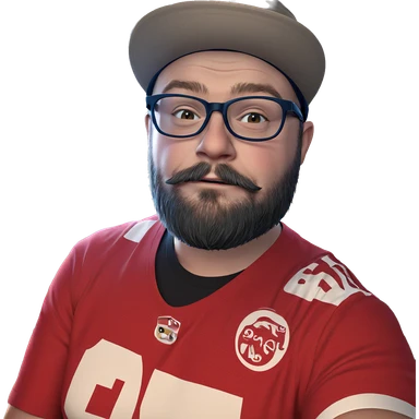 male in glasses and hat sticker