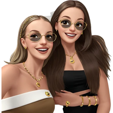 smiling girls with jewelry sticker