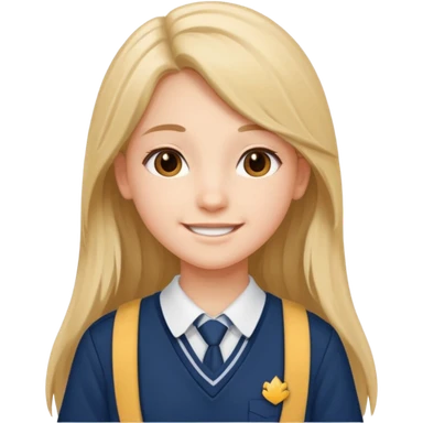 Niña adolescente, pelo largo , feliz, con uniforme escolar  sticker