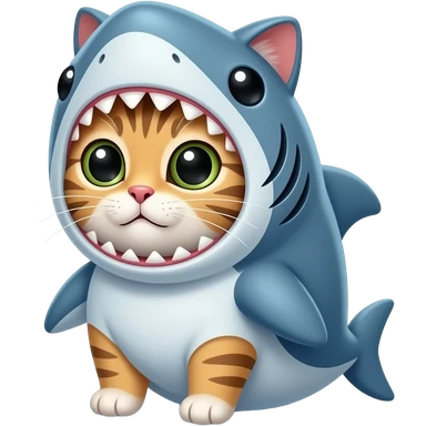 Gatito disfrazado de tiburón muy binito sticker