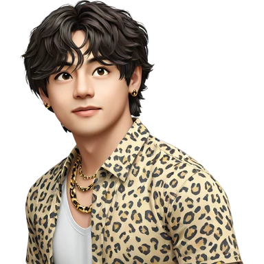 boy with leopard print necklace sticker