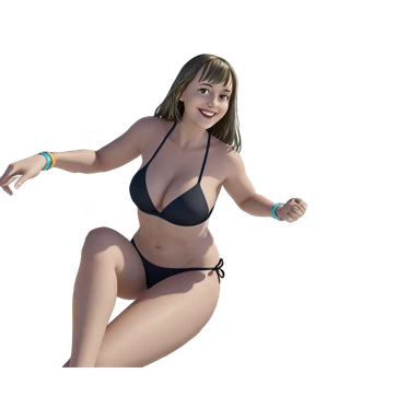 smiling girl in bikini by ocean sticker