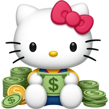 Hello kitty with money sticker