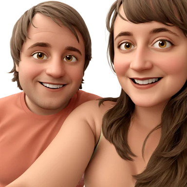 smiling couple with brown hair sticker