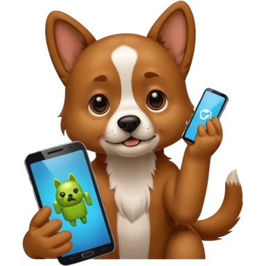 Dog grabbing Android Phone sticker