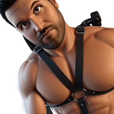 muscular male in harness sticker