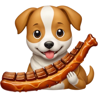 A dog eating rib sticker