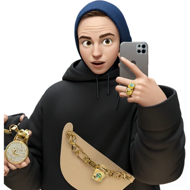 boy taking selfie with ring sticker