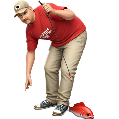 boy in red shirt fishing sticker