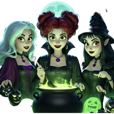 witches and vampires under moon sticker
