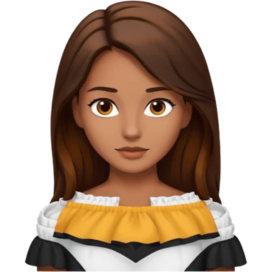 Chicas  de cabello  largo castaño ojos caff3 oscuro  piel morena y playera blanca  de ombros sticker