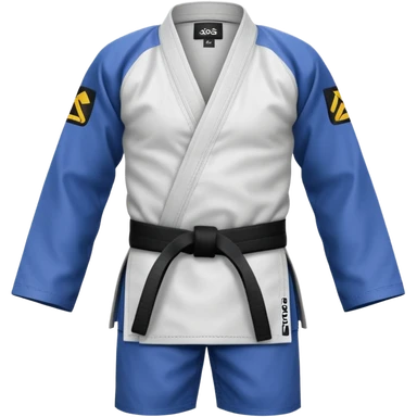 BJJ gi with grey and black belt sticker