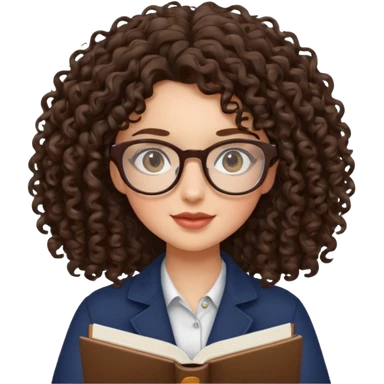 beautiful brunette girls with curly hair and glasses studying sticker