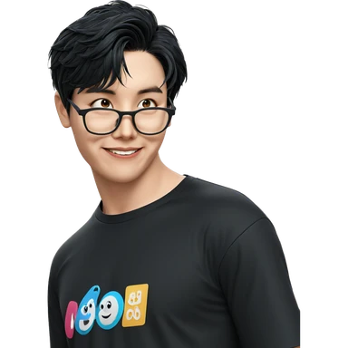 smiling boy in black shirt sticker