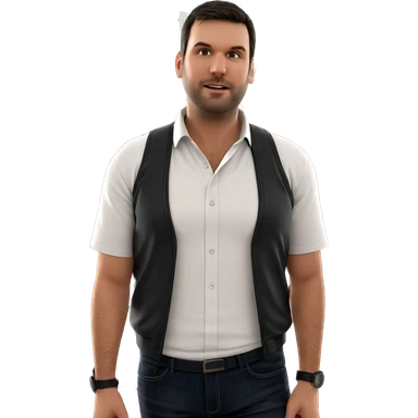 male in white shirt indoors sticker