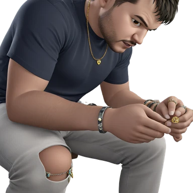 casual male portrait with jewelry sticker