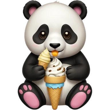 Panda eating ice cream sticker