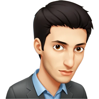 tired boy with dark hair at work in office sticker