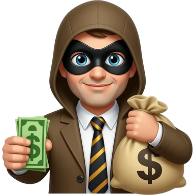 Ladrón con máscara y bolsa de dinero sticker