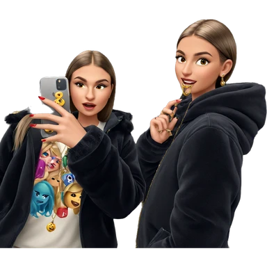 girls with jewelry and phones sticker