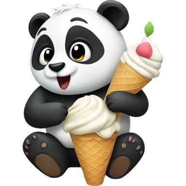 Panda eating ice cream sticker