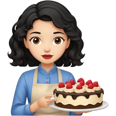 Una chica haciendo postres con cabello negro ondulado sticker