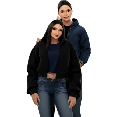 girl with boys in denim sticker