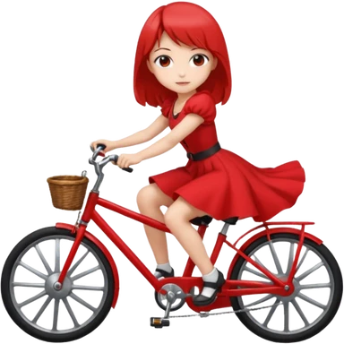 Anime girl in a red dress holding a steering wheel riding a bike sticker