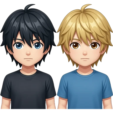 L der Anime Charakter von death note er hat schwarzr haare nd blond er hat braune augen sehr blasse haut blaues t-shirt sticker