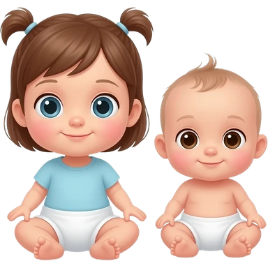 Dos bebes, una niña de 15 meses blanquita pelo castaño clarito casi rubio, ojos claritos como gris claritos con dos quiquis. El otro de 6 días ojos oscuros poquito pelo, también blanquito pero menos que la hermana y mucho mas pequeñito sticker