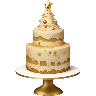 Realistic beige and gold christmas themed layered cake sticker