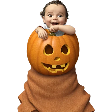 boy with pumpkin on halloween sticker