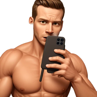 muscular guy taking selfie sticker