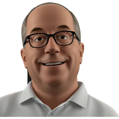 bald boy with glasses smile sticker