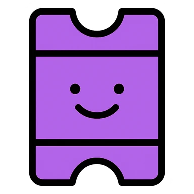 smiling ticket icon, violet color sticker