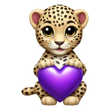 Baby leopard holding a purple heart  sticker