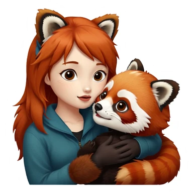 Red panda kissing a young adult  sticker