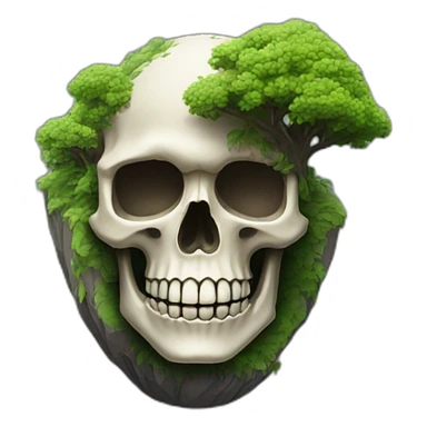 an island in the form of a skull sticker