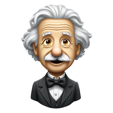 a mischievous looking albert Einstein full body wearing a bow tie sticker