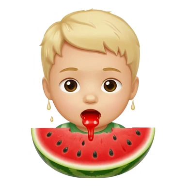 Baby eating watermelon sticker