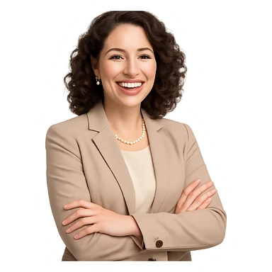 a beautiful, fancy woman as a happy and relaxed project manager, in a professional yet cheerful pose sticker