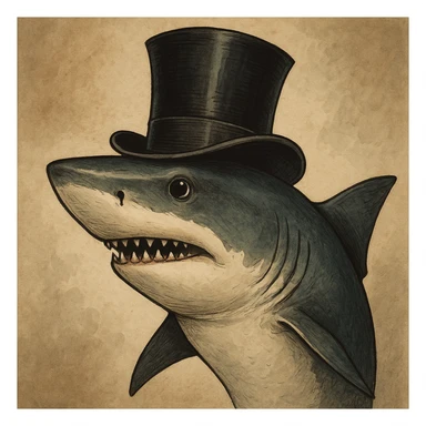 shark with a fancy top hat, style 4 sticker