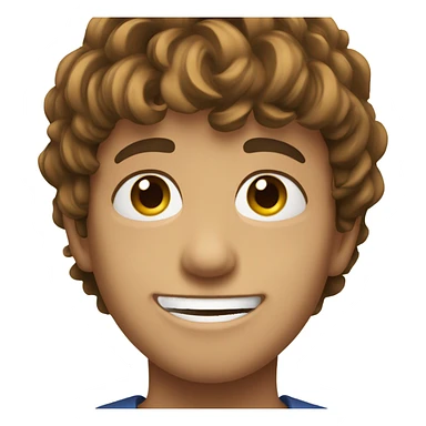 young 25 boy face, cool hair, smile, brown hairs. sticker